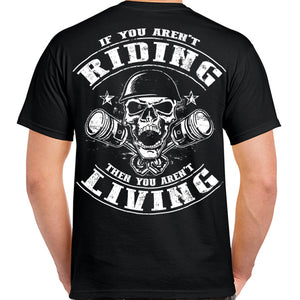 Riding is Living Piston Skull T-Shirt