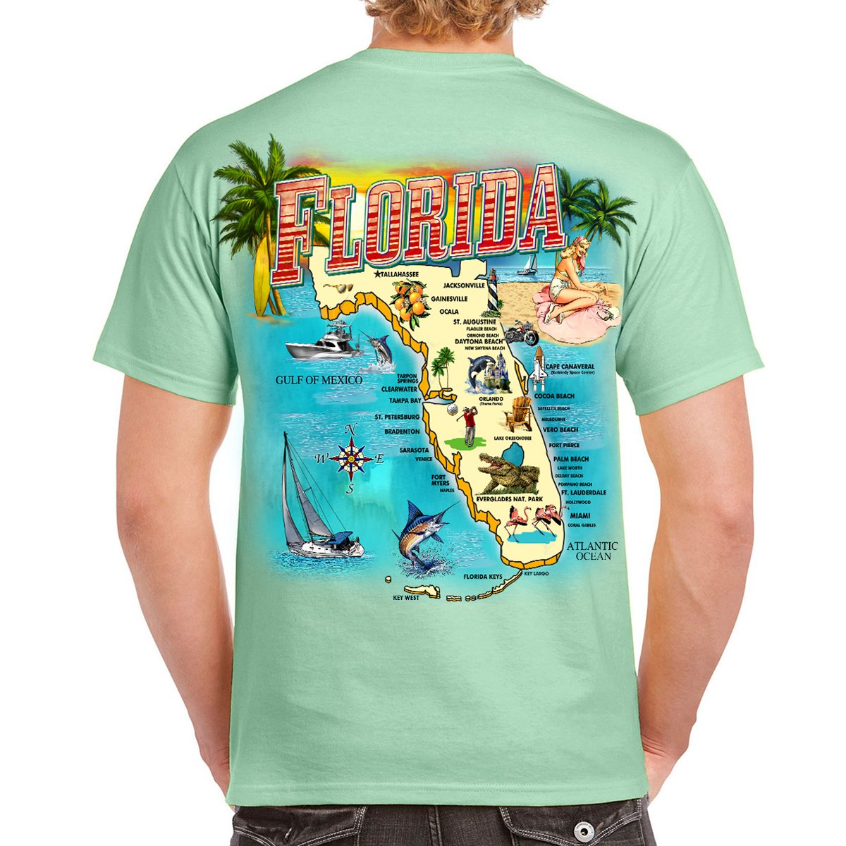 Florida Classic Map TShirt Print Art Wholesale