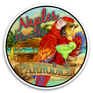 Naples, FL Parrodice 4" Sticker