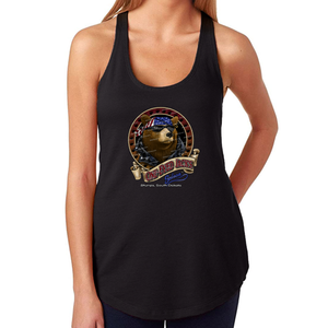Ladies One Eyed Jack's Saloon Front Printed Cool Bear Racerback Tank Top