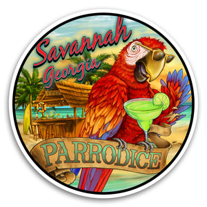 Savannah, GA Parrodice 4" Sticker