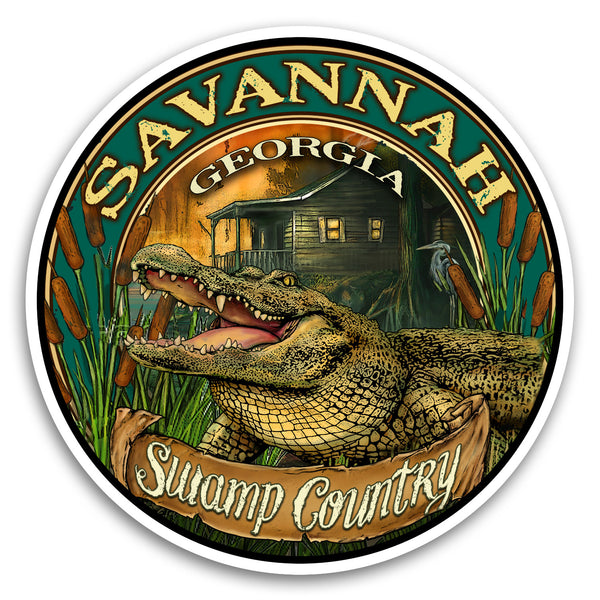Savannah, GA Gator 4" Sticker Print Art Wholesale