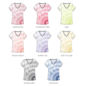 Tie Dye Burst Short Sleeve V-Neck Top Assorted 12-Pack ($4 Each)