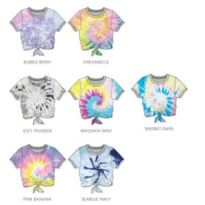 Tie Dye Short Sleeve Top with Tie Front Assorted 12-Pack ($4 Each)