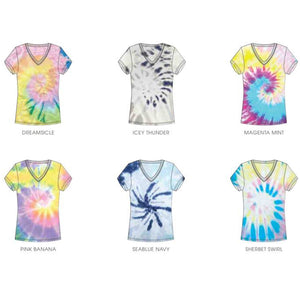 Tie Dye Jersey Short Sleeve V-Neck Top Assorted 12-Pack ($4 Each)