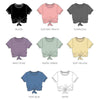 Solid Short Sleeve Crew Neck Crop Top with Front Tie Assorted 12-Pack ($4 Each)