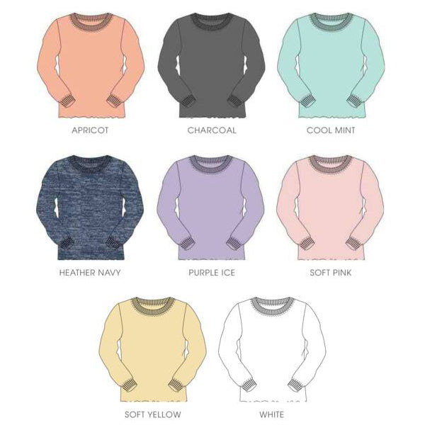Long Sleeve Crop Top Crew Neck Pullover Assorted 12-Pack ($4 Each)