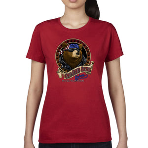 Ladies One Eyed Jack's Saloon Front Printed Cool Bear T-Shirt