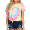 Tie Dye Short Sleeve Top with Tie Front Assorted 12-Pack ($4 Each)