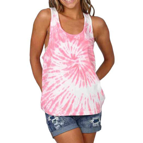 Tie Dye Racerback Tank Top with Henley Dip Assorted 12-Pack ($4 Each)